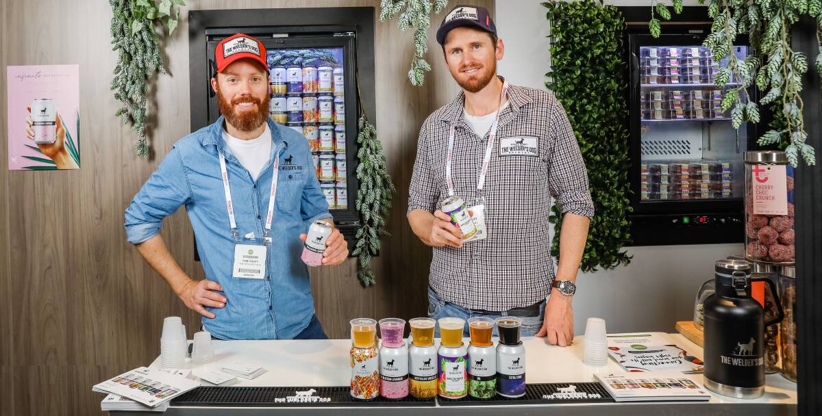 CHEERS: Tom Croft and Dan Emery were happy to provide information and taste testings of their offerings at Fine Food Australia.
