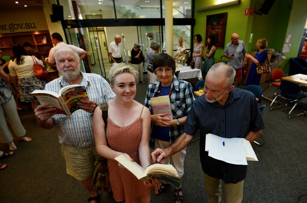 WELL-READ: Graham Harband, Dianne Harband, Kelly Russell and Michael Thorley were among the contestants at the literary trivia night.  Photo: Gareth Gardner 160217GGG01