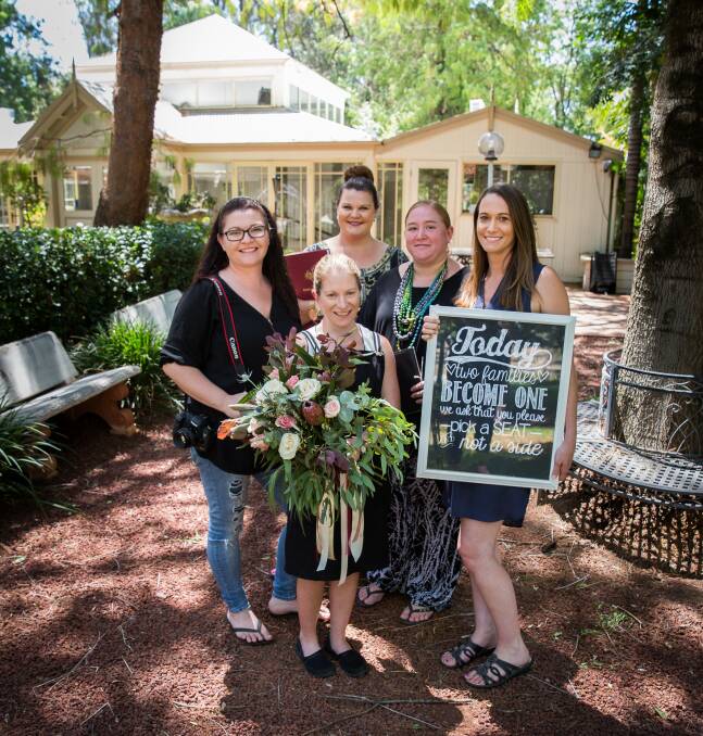 SPECIAL DAY: Katie Player, Eliza Fagan, Donna Pollock, Bec Wherritt and Candice Clifford are excited to be part of the wedding package giveaway. Photo: Carolyn Millet and Love Story Photography