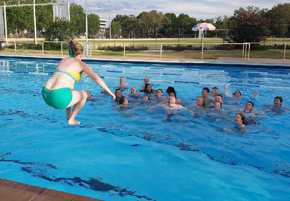 FRESH: The Scout contingents cool off in the Tamworth city pool.