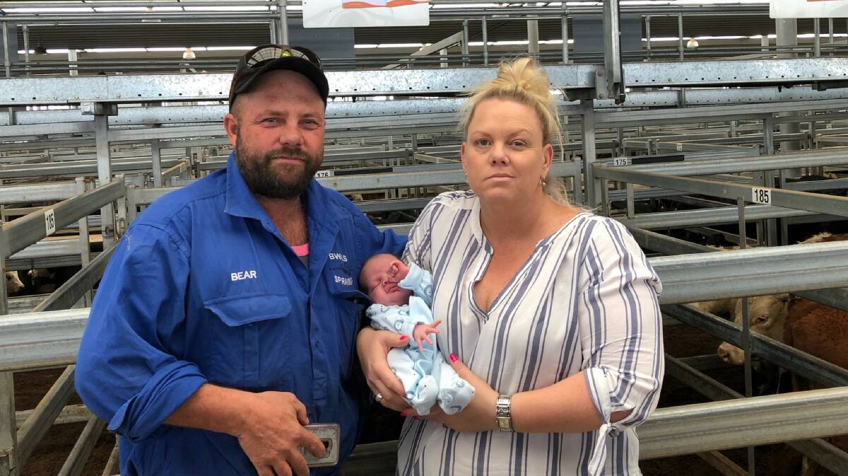Matt and Lee Mann with little Will, three weeks. He needed the chopper at just a day old - his family raised $2000 at the sale.