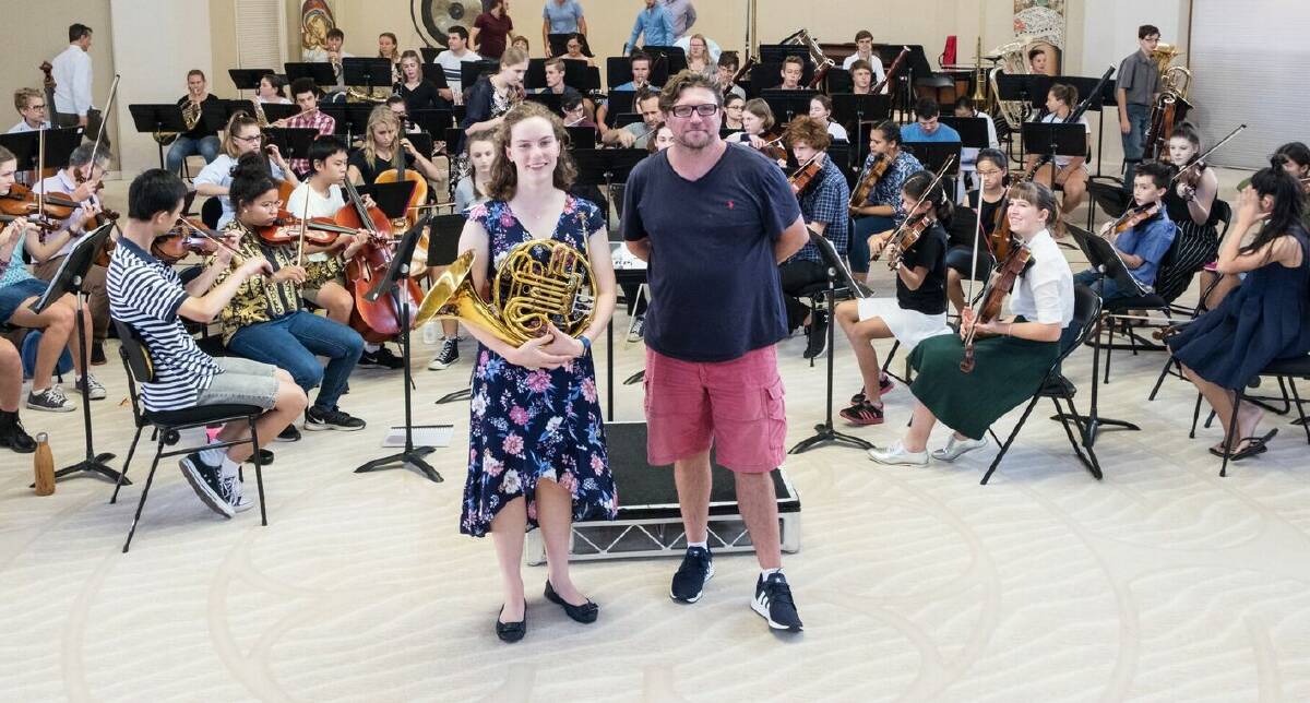 AMAZING INSIGHT: Tamworth's Ellie George with Geoff O’Reilly, Sydney Symphony Orchestra principal third horn. Photo: Tim Walsh