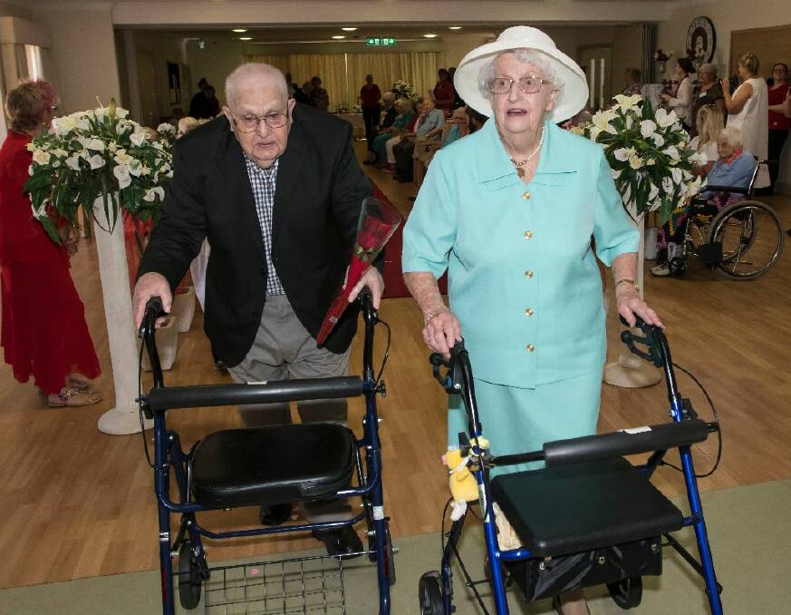 Jim and Betty LeCerf walked down the aisle together again at the village's event this morning.