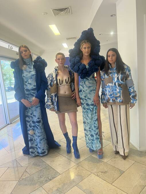 White House Institute of Design submitted this blue collection in the Fleece to Fashion show. Finals will be held at Deeargee Woolshed in Uralla, hosted by television personality Catriona Rowntree.