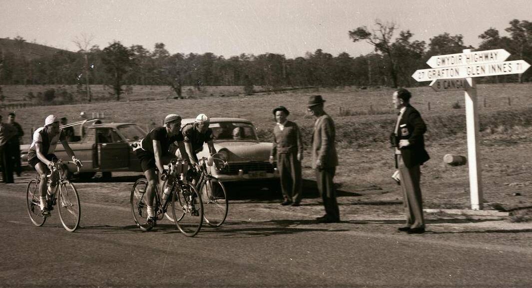FLASHBACK: A scene from the inaugural Grafton to Inverell Cycle Classic, in 1961. Just 30 riders took part in that year and were welcomed by a crowd of 6000 in Otho Street, Inverell.