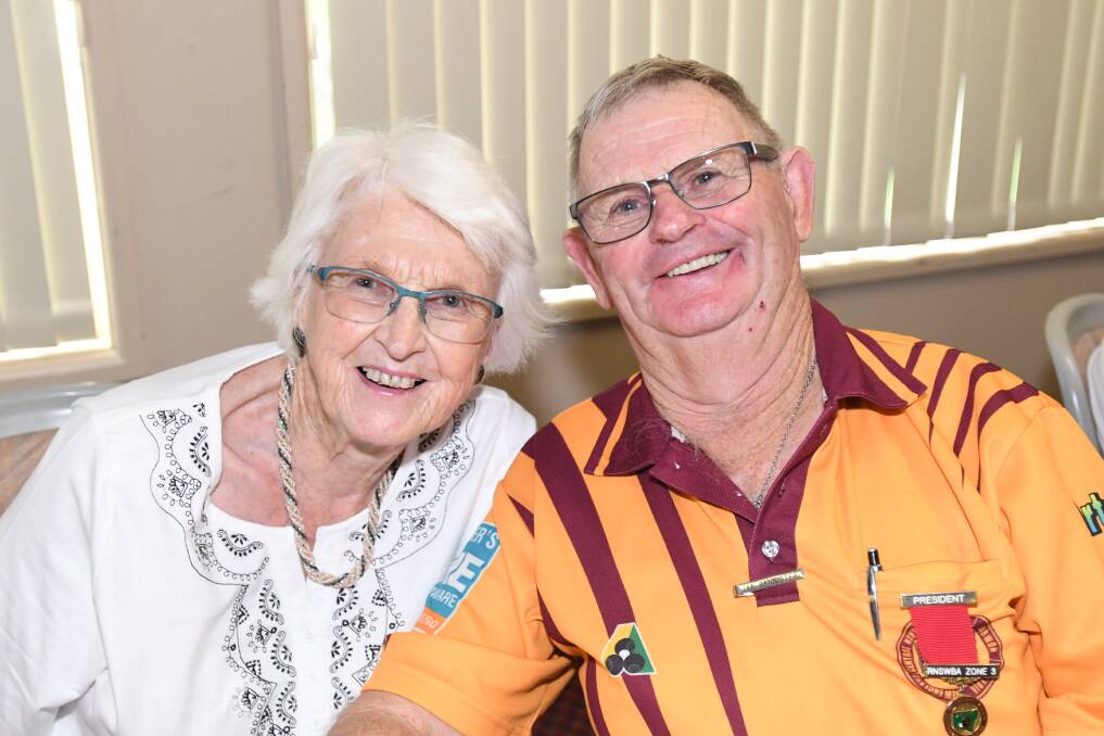 Rolling celebrations: Ruth Gordon and current club president Ian Bannister celebrating at the Centenary lunch. Photo: Peter Hardin