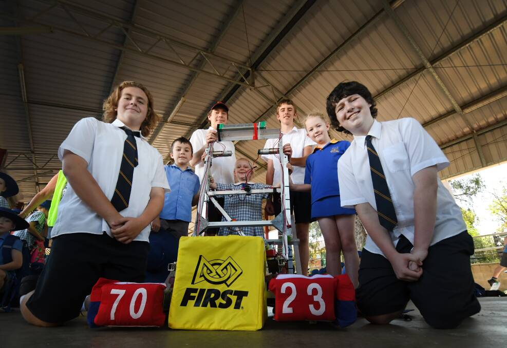 Robo students: Oxley High's Tamworth Titans have been kicking some major goals in the first year of offering robotics as a subject. Photo: Gareth Gardner