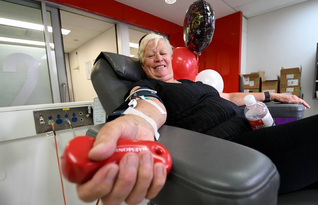 Bank on it: Walcha's Lorraine Rennie has been celebrated as the Tamworth Blood Service's greatest ever female giver after making a 400th donation of plasma on Monday. Photo: Gareth Gardner 250319GGC07