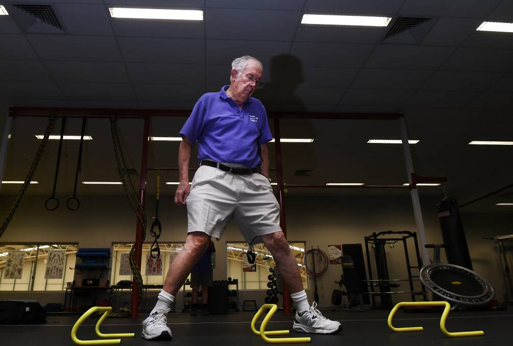 Moving against shaking: Tamworth's John Crosby in action at Rural Fit as part of the Movers, Shakers, and Sippers club for people living with Parkinson's Disease. Photo: Gareth Gardner