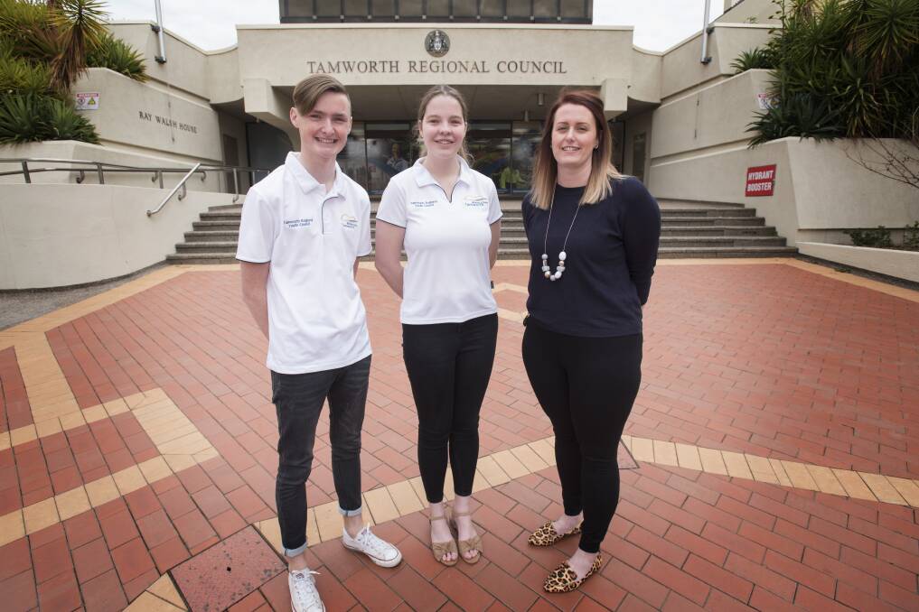 Young ideas: Youth councillors Oliver Keft-Gill and Lauren Hutchinson with youth coordinator Kate Allwell are calling out for nominations for next year's Youth Council. Photo: Peter Hardin