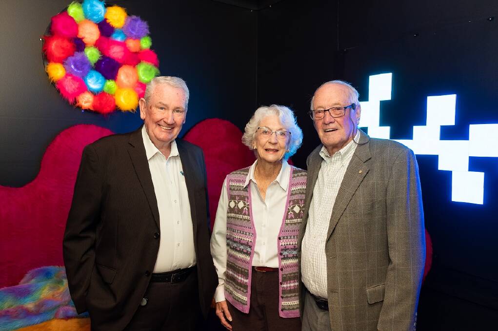 Social sense: Challenge CEO Barry Murphy with Margaret and Warwick Bennet at the opening of he new sensory room in Tamworth. Photo: Supplied.