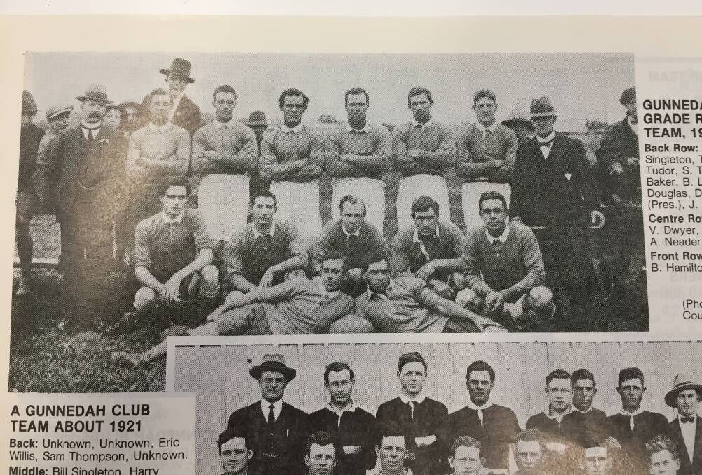 Running history: Howard "Dick" Douglas can be seen second on the right in the back row with the 1921 Gunnedah Rugby side after returning from the Western Front.