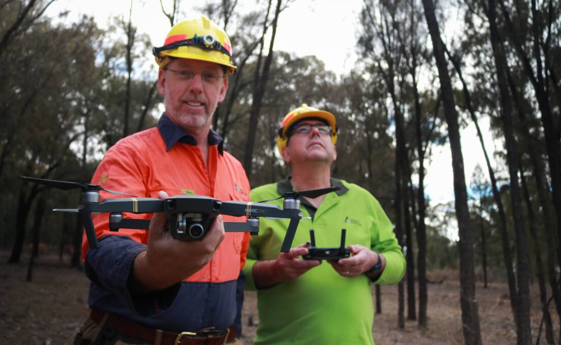 Eye in the sky: Forestry Corporation Drone Operators Eric Smith and Conan Rossler.
