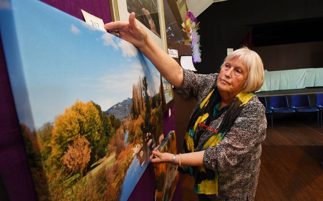 Just hanging: Bendemeer art show secretary Margaret Hemmings is expecting the village to be buzzing for the Spring in Art event next month. Photo: Gareth Gardner 231018GGB02