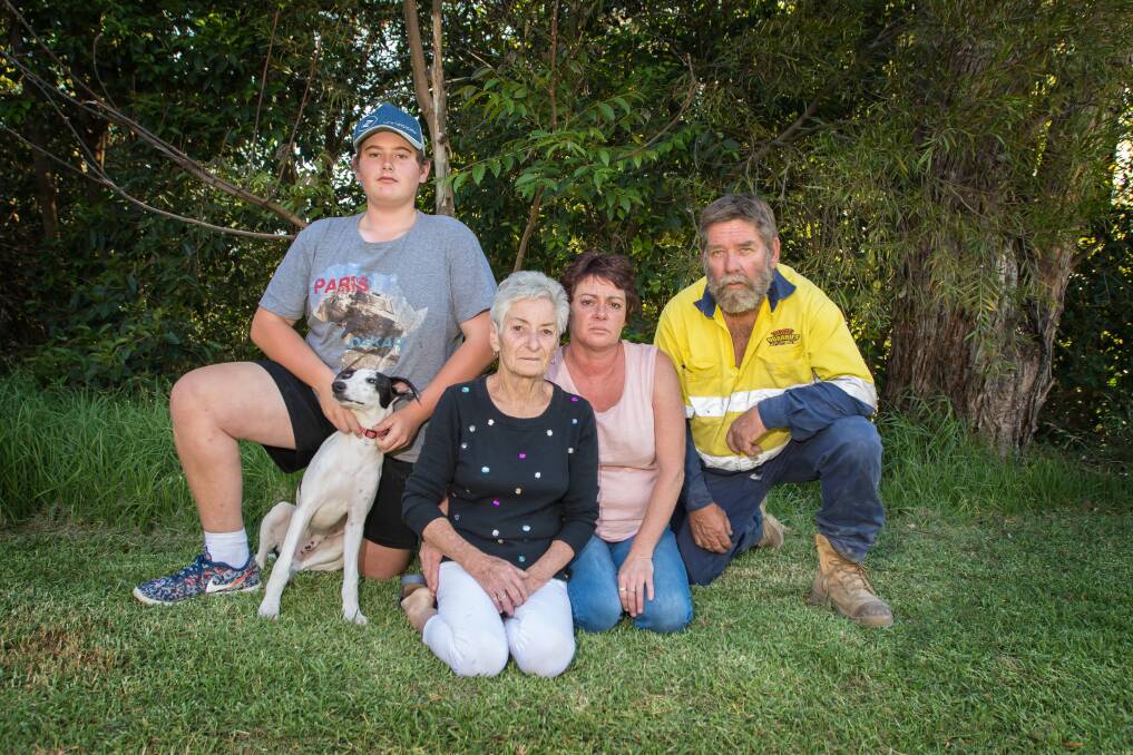 Devastated: Daniel Boland, Eve Richardson, Krissy Boland and Bruce Patterson have lost their beloved family pet Smokey after a dog attack, and are now demanding action as they fear a person could be next. Photo: Peter Hardin