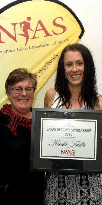 Top honour: NIAS netball coach Kirstie Fuller receives the Sarah Heagney Award at the NIAS Academy Awards. Fuller is also a former coach of the year.