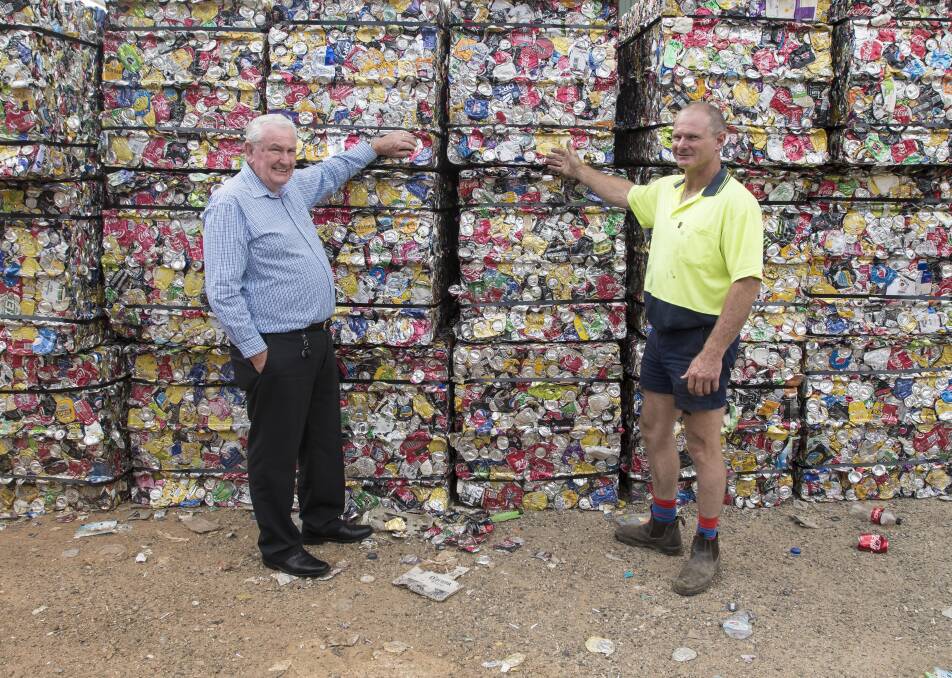 Cans for community: Challenge CEO Barry Murphy and Operations Manager Victor Collett are going to be using recycling to change the lives of troubled youths on the path to prison. Photo: Peter Hardin