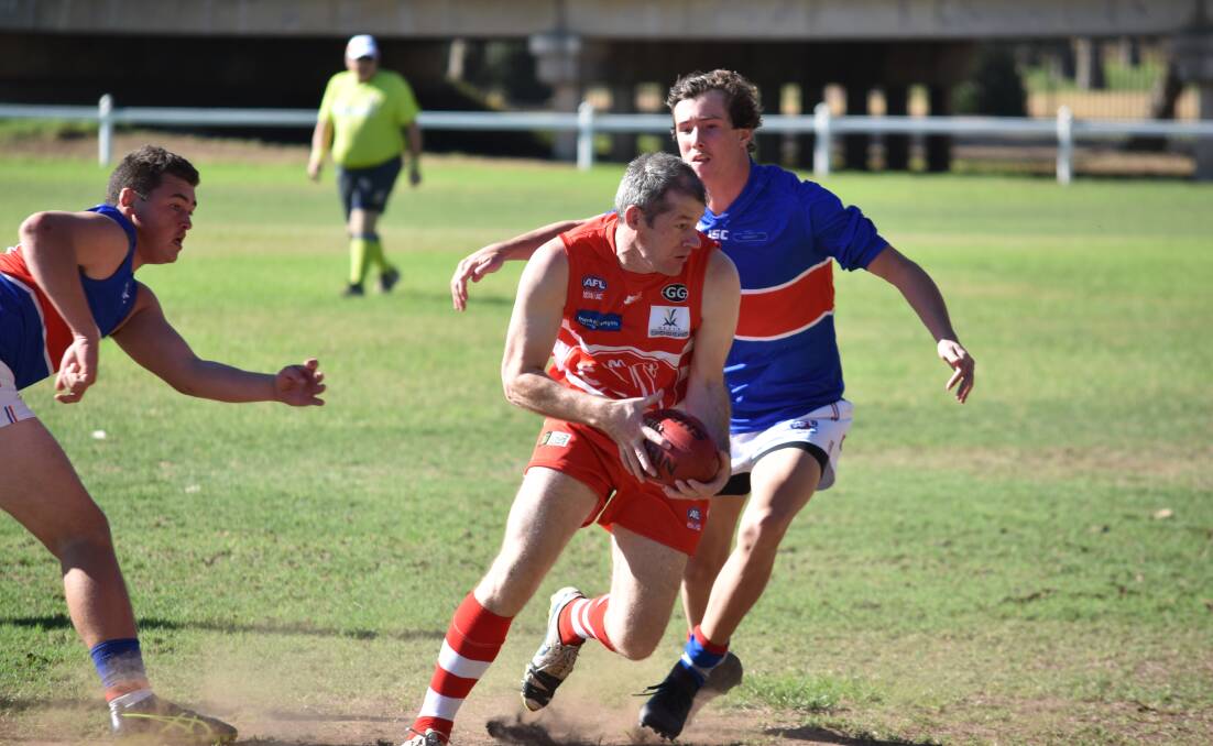 High hopes: Swans captain Stephen Fairless, here in action in the Crossroads Cup, will be hoping to lead them to another victory at Narrabri on Saturday. Last year the Swans celebrated their first win over the Eagles at Narrabri for a number of years. Photo: Ben Jaffrey