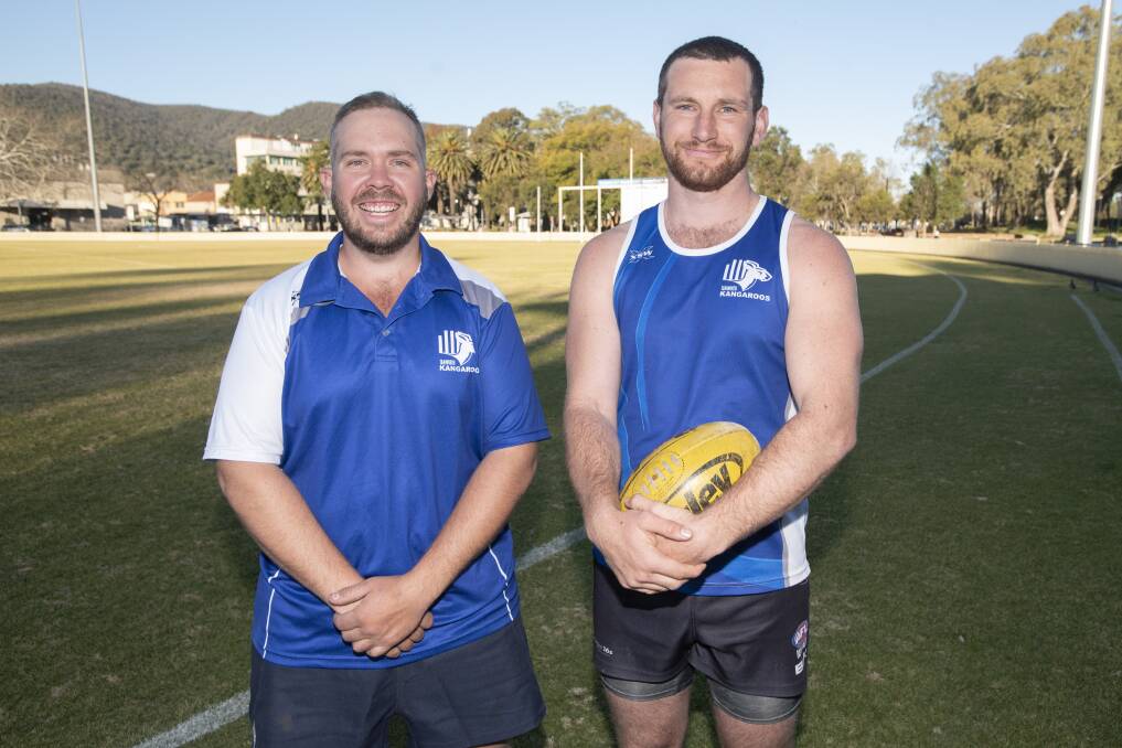 PUMPED: Tamworth Kangaroo players Shaun Stevenson and Nathan Vaisey are ready for this weekend's match. Photo: Peter Hardin