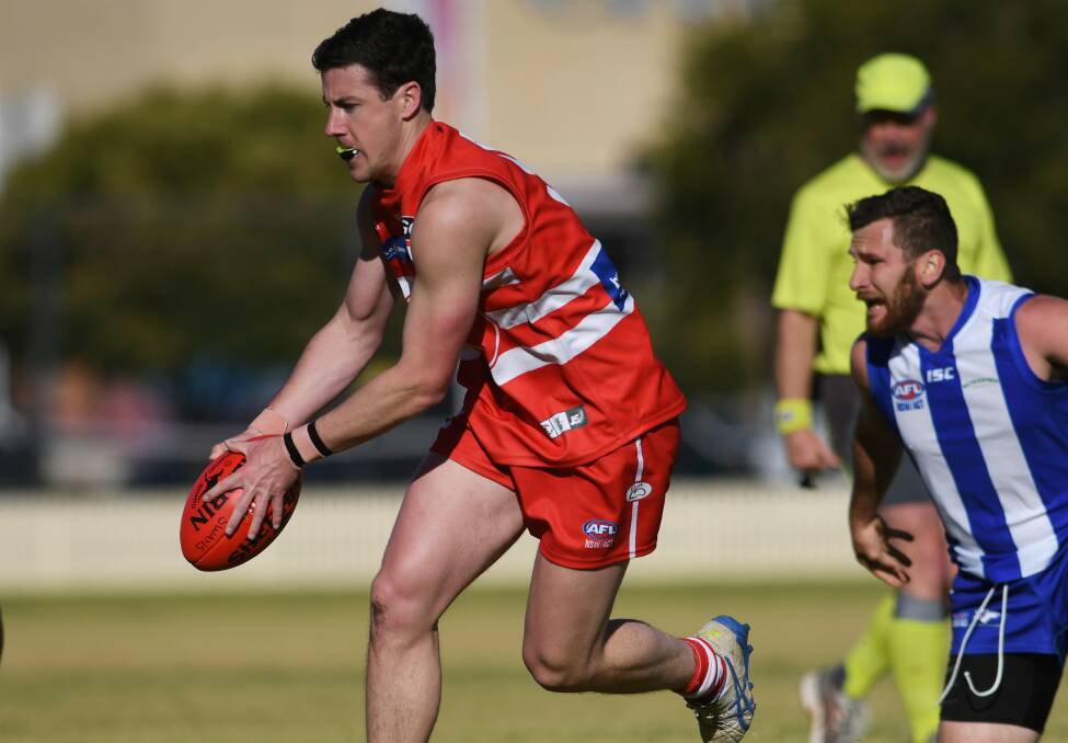 TIME: Jack Richards was among the Swans' best against the Kangaroos on the weekend. Photo: Gareth Gardner
