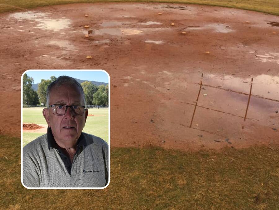 RAINY: David McMurray, inset, said the diamond was too wet to play on last weekend. Photo: Ben Jaffrey/Supplied