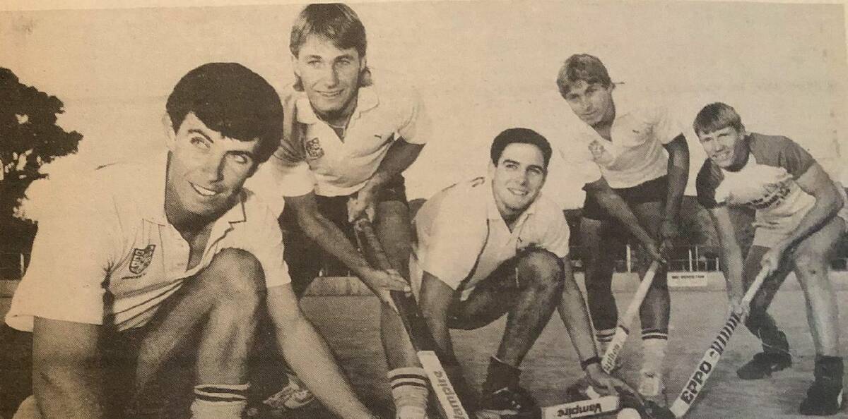 FLASHBACK: Richard Willis, Scott Jennison, John Woodley, Garry Jennison and Brett Shrume in 1986 after being selected in the NSW Senior men's hockey team.