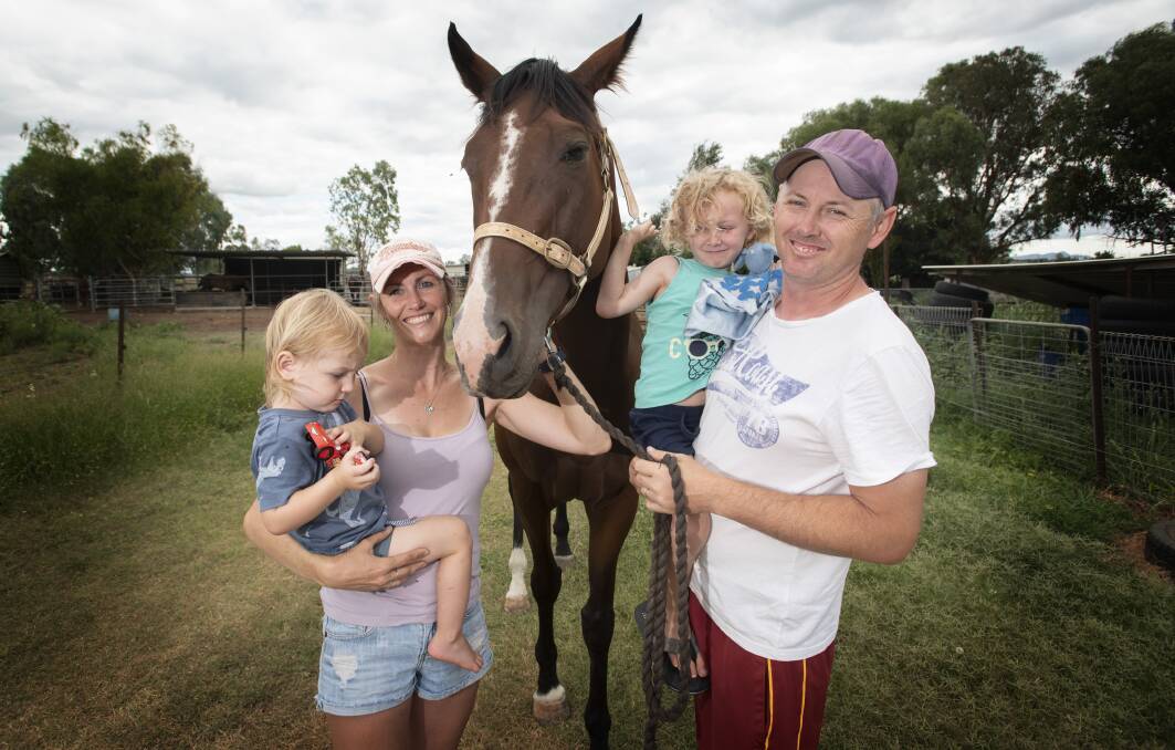 FAMILY: Mel and Adam Vine along with children Xavier, 4 and Fletcher, 2, are ready to race on Saturday. Photo: Peter Hardin