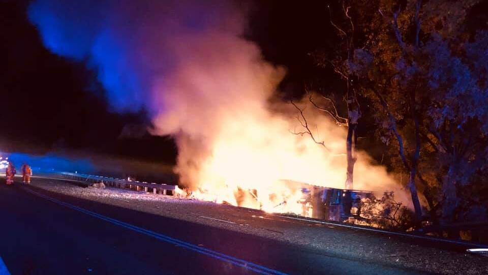 One killed: The scene of the crash near Willow Tree on Monday night. Photo: Fire and Rescue NSW Station 429 Quirindi