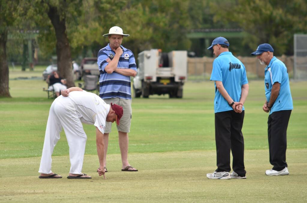 The captains and umpires inspect the wicket at 12pm on Sunday.