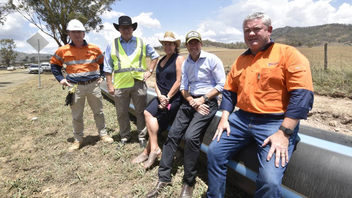 PIPELINE PROGRESS: Project manager Tony O'Sullivan, Tamworth mayor Col Murray, Water Minister Melinda Pavey, Tamworth MP Kevin Anderson and Water NSW CEO David Harris.