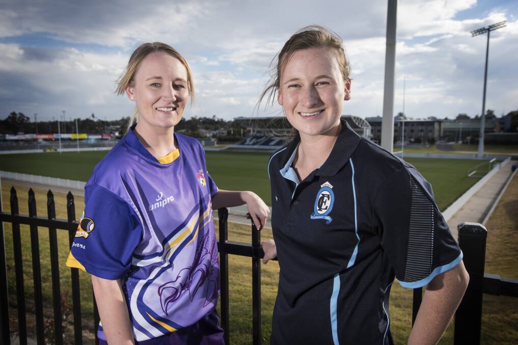 BIG STAGE: Kootingal captain Cassi Cutmore and Tamworth FC captain Kahla May are pumped to play at Scully Park. Photo: Peter Hardin
