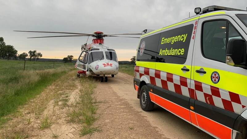 The Westpac Rescue Helicopter and Ambulance on the scene near Bundarra. Photo: Supplied