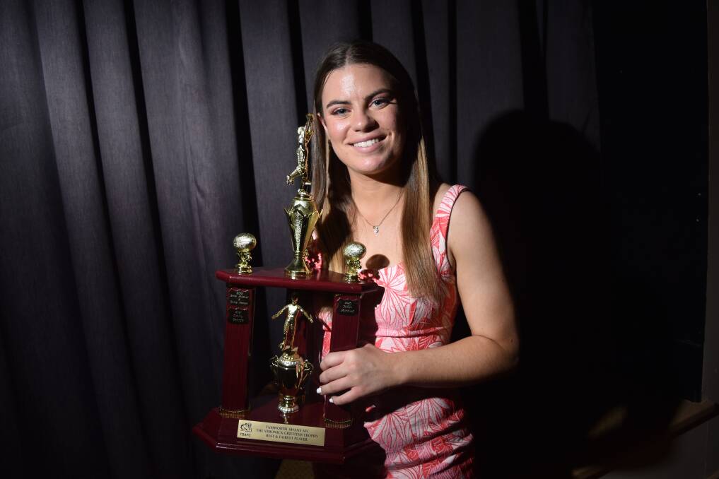 BACKING UP: Daisy George won the Veronica Griffiths Trophy for the second time at this 2021 Tamworth Swans presentation night. Photo: Ben Jaffrey