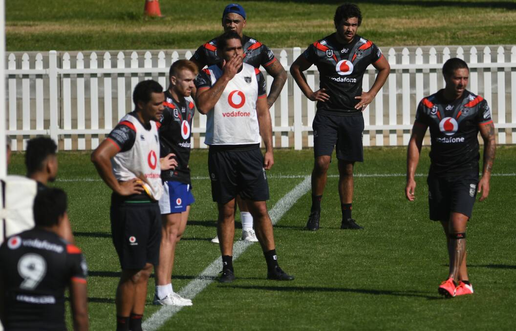 The Warriors were put through their paces at Scully Park on Tuesday. Photo: Gareth Gardner