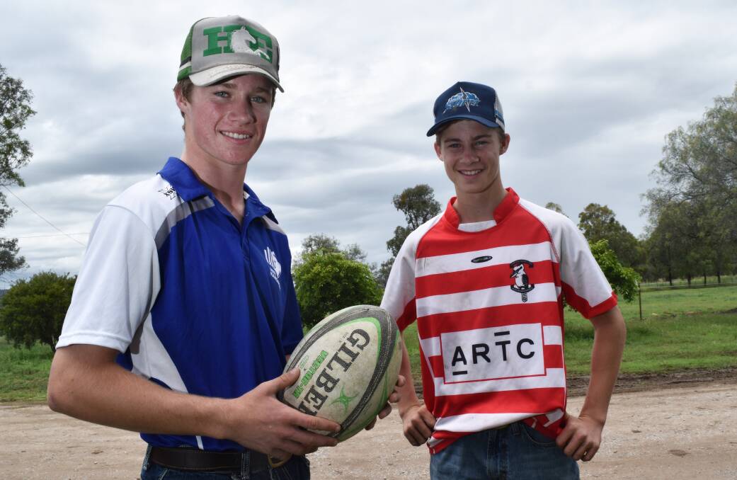 DOUBLING UP: Dusty, left, and Harry Hagon, right, are loving playing both rugby and AFL. Photo: Ben Jaffrey