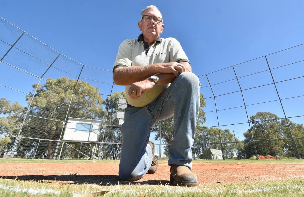 LAUNCH: David McMurray was down at the baseball fields on Wednesday getting them ready for round one on Saturday. Photo: Ben Jaffrey