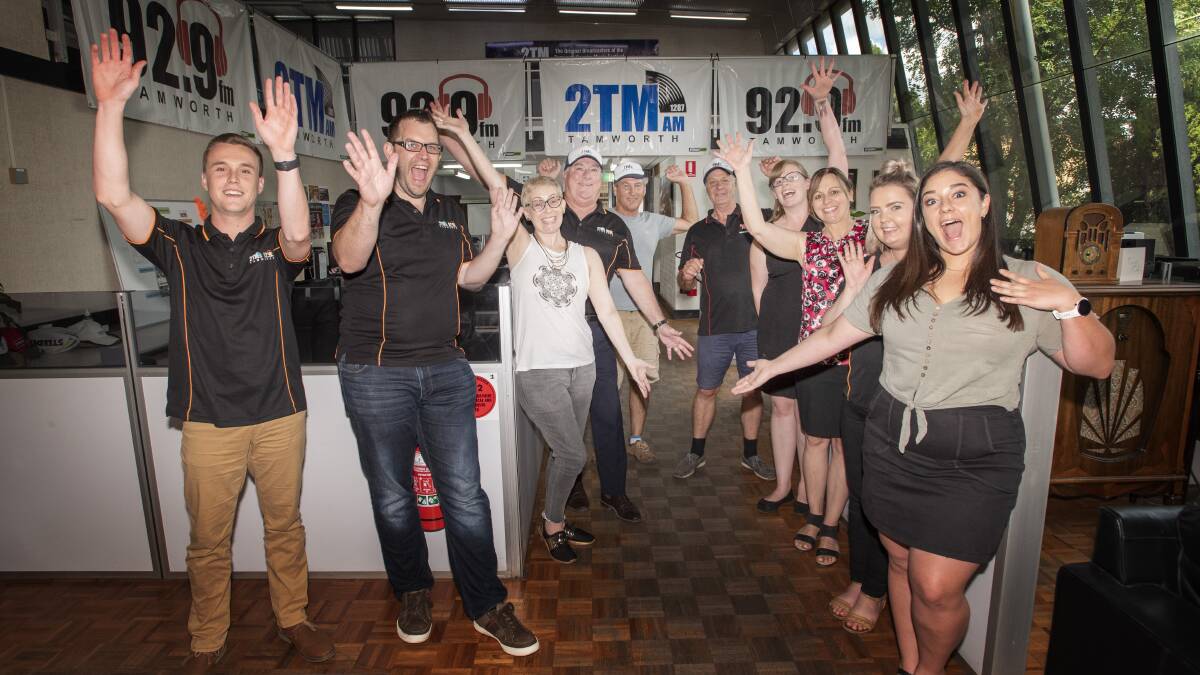 IT'S A CELEBRATION: The 2TM team are getting in the spirit as the radio station brings up 85 years on the air. Photo: Peter Hardin