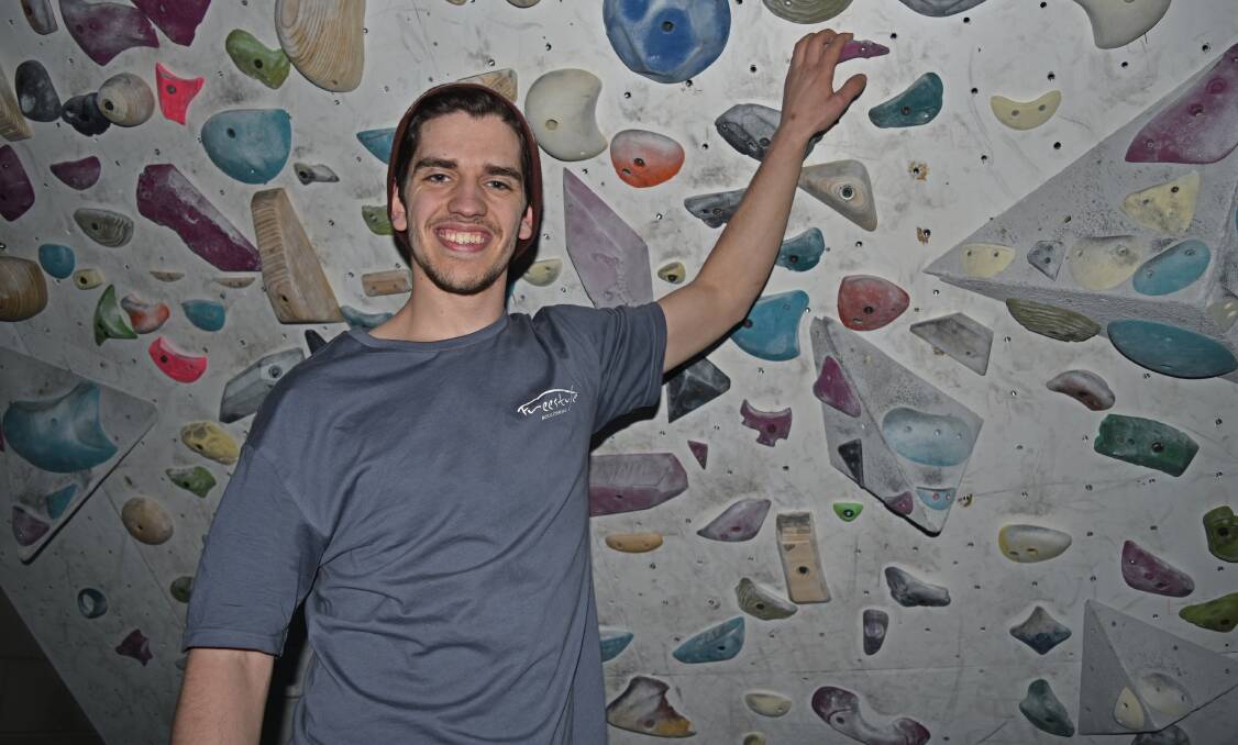 ENJOYMENT: Ethan Latsinos loved bouldering from the get-go and will compete at his first state titles this weekend. Photo: Ben Jaffrey