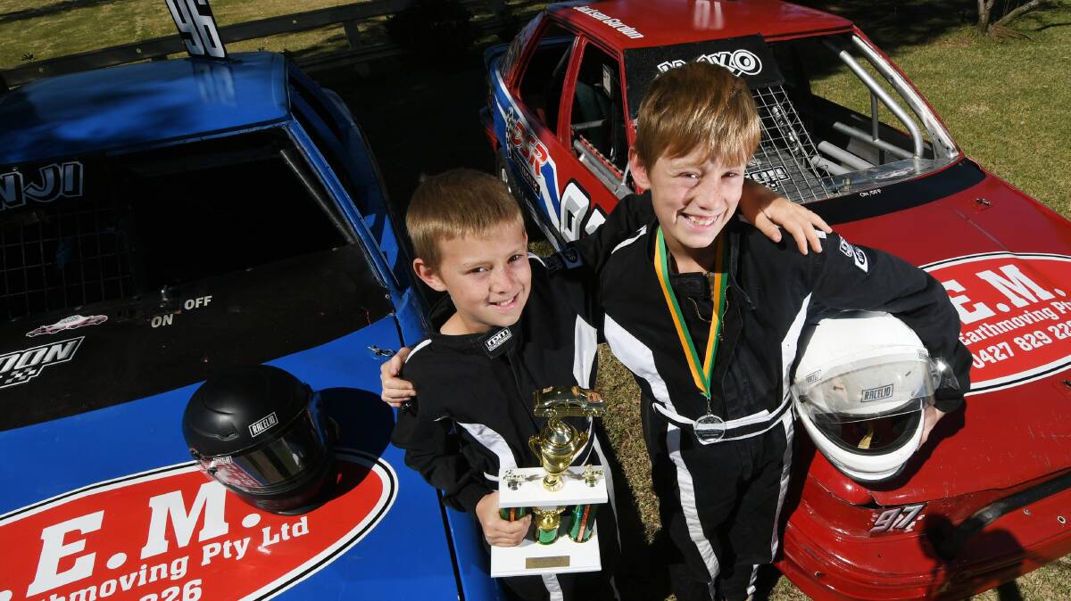 SPEED DEMONS: Benji and Jackson Gordon are brothers and mates but rivals on the track. Photo: Gareth Gardner 130421GGE04
