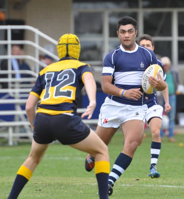 BACK: TAS winger Maxie Qorovarua, pictured playing against Scots College last season, will again be taking to the field for TAS in the GPS competition. Photo: John Hamparsum