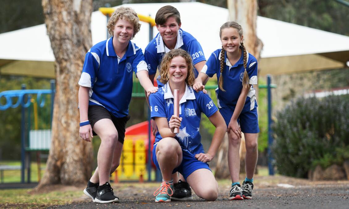 PACE: These four Currabubula Public School athletes are going to compete at the state athletics carnival. Photo: Gareth Gardner