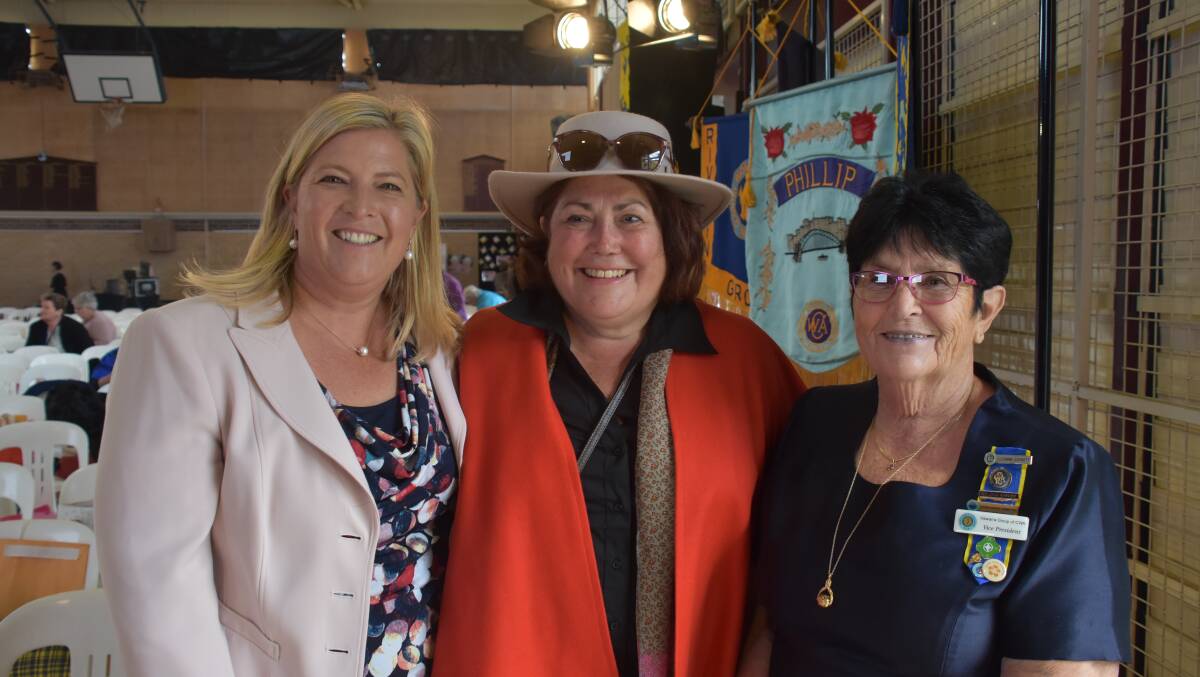 Bronnie Taylor MLC; Leonie Hawkins, Guyra CWA member, and the conference's PR officer; and Suzanne Garrett, Illawarra Group of CWA vice president.