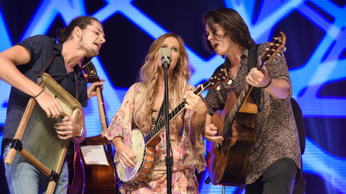 Kasey Chambers performs at the Toyota Golden Guitar Awards on Saturday evening. Picture: Peter Hardin