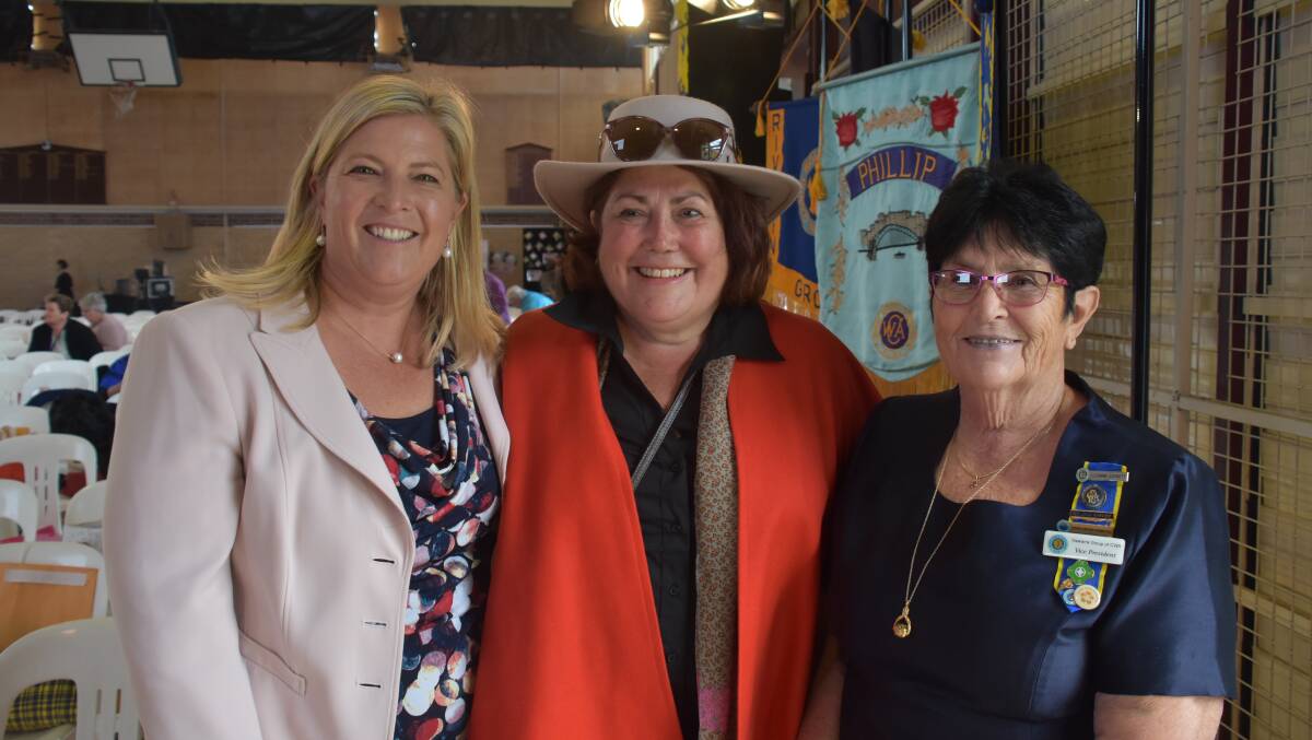 Bronnie Taylor MLC; Leonie Hawkins, Guyra CWA member, and the conference's PR officer; and Suzanne Garrett, Illawarra Group of CWA vice president.