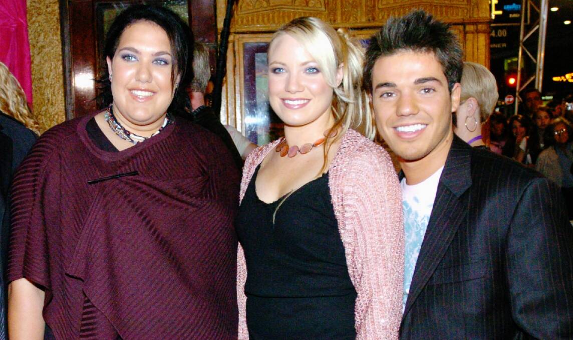 Hayley Jensen with 2004 Australian Idol winner Casey Donovan and runner-up Anthony Callea.