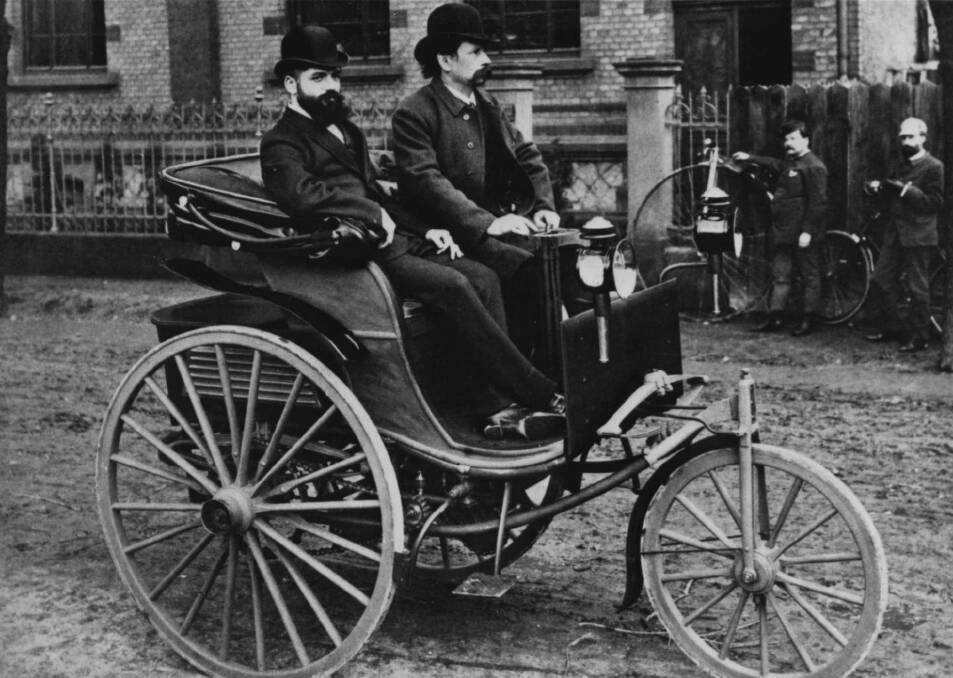 Karl Benz at the wheel of his Patent Motor Car.