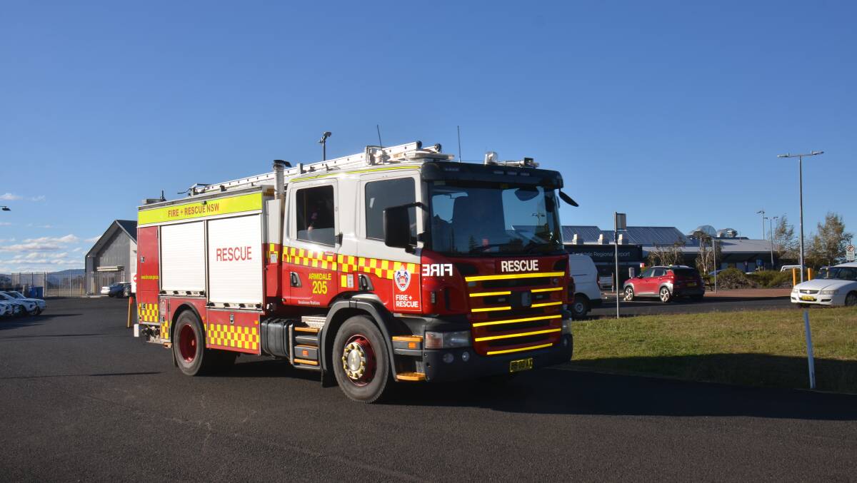 Fire and Rescue NSW depart Armidale Regional Airport on Wednesday afternoon. Picture by Laurie Bullock