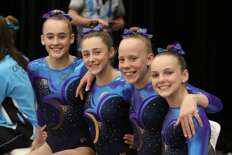 A-TEAM: Tamworth Gymnastics Club's national vault champions, Josie Douglas, Paige Seaton, Maisie Wilde and Amber Downes. Photo: Supplied