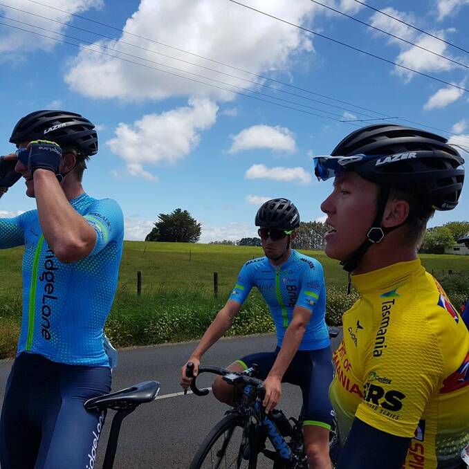 LOOKING GOOD: Inverell's Dylan Sunderland in the yellow jersey at the Tour of Tasmania. Photo: Twitter