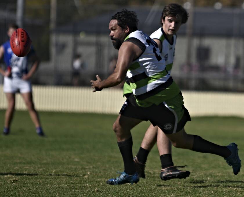 MILESTONE MOMENT: Johnathon Frost in action against the Bulldogs at Wolseley Oval on Saturday. Photo: Mark Bode